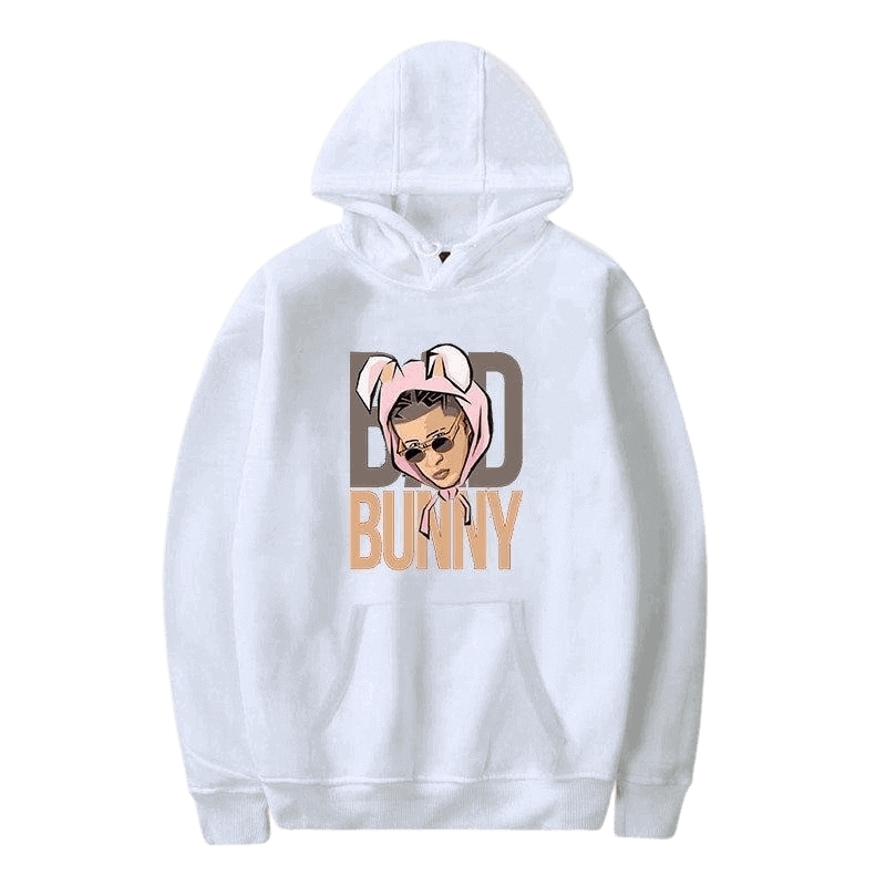 Face Printed Hoodie White