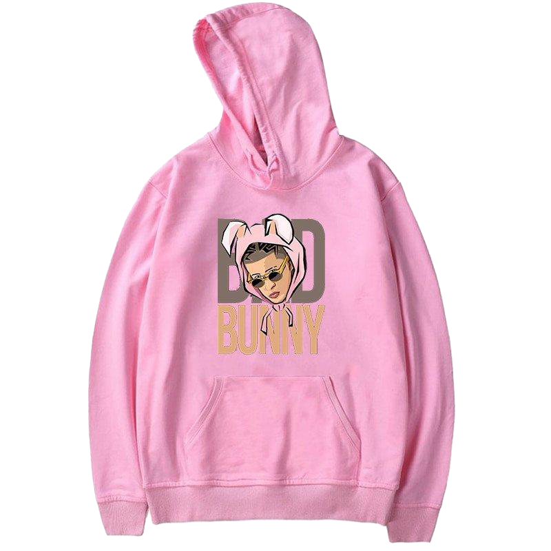 Face Printed Hoodie Pink